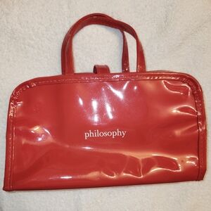 Philosophy Red Patent Cosmetic Bag | Shiny Makeup Case • Travel Pouch